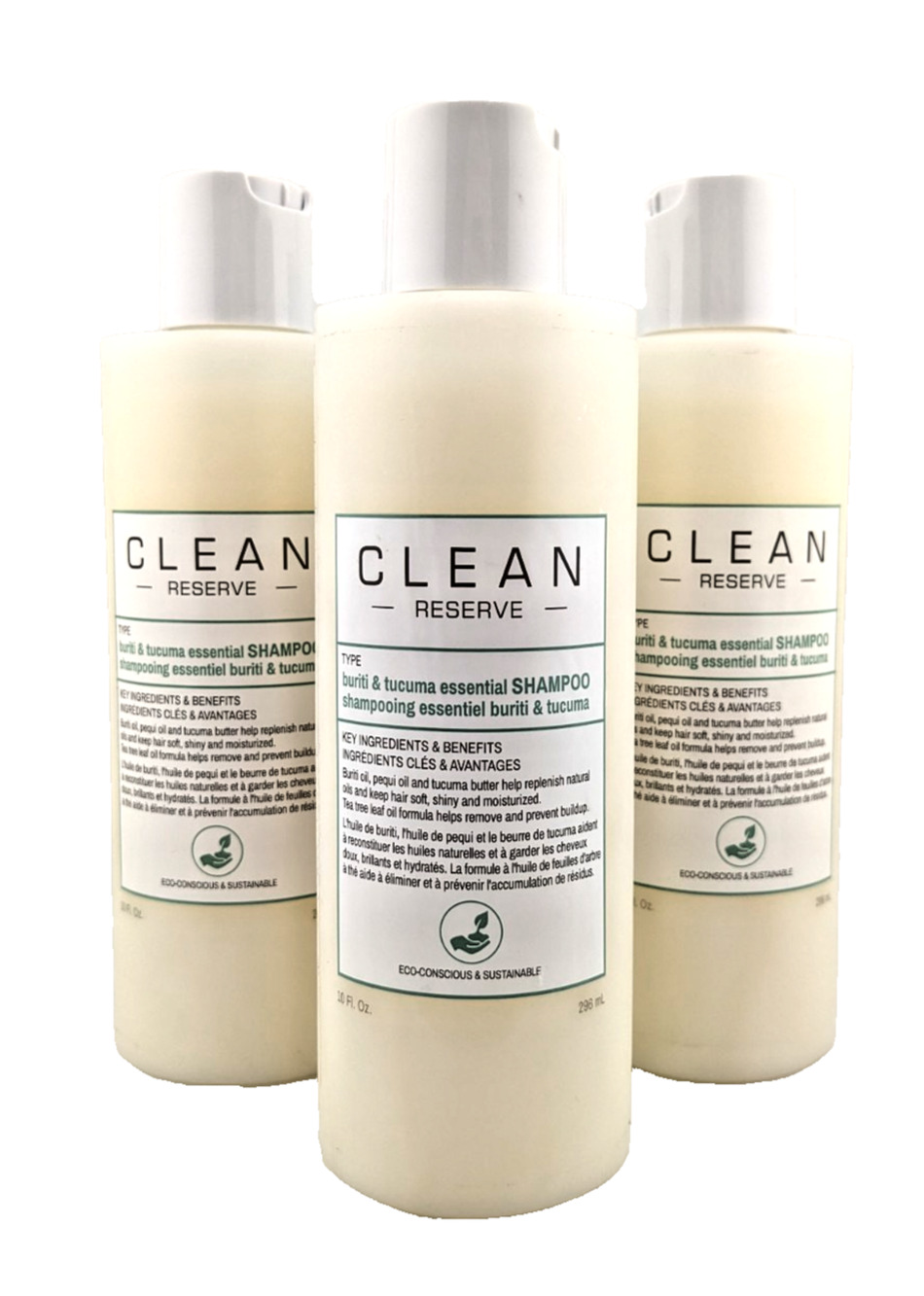 3x CLEAN Reserve Buriti & Tucuma Essential SHAMPOO 10floz Each